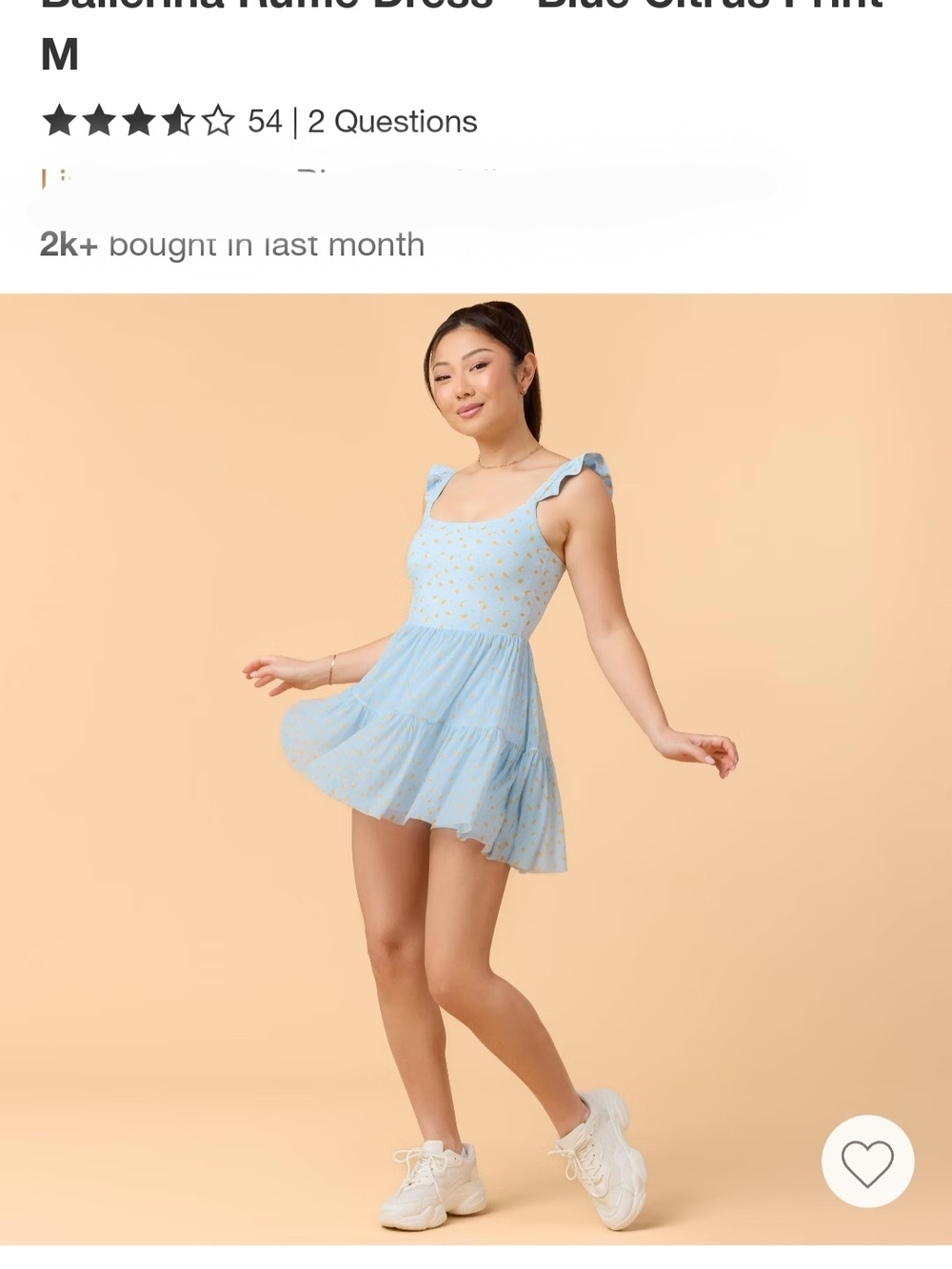 Blue Citrus Print Ruffle-Sleeve Mini Dress